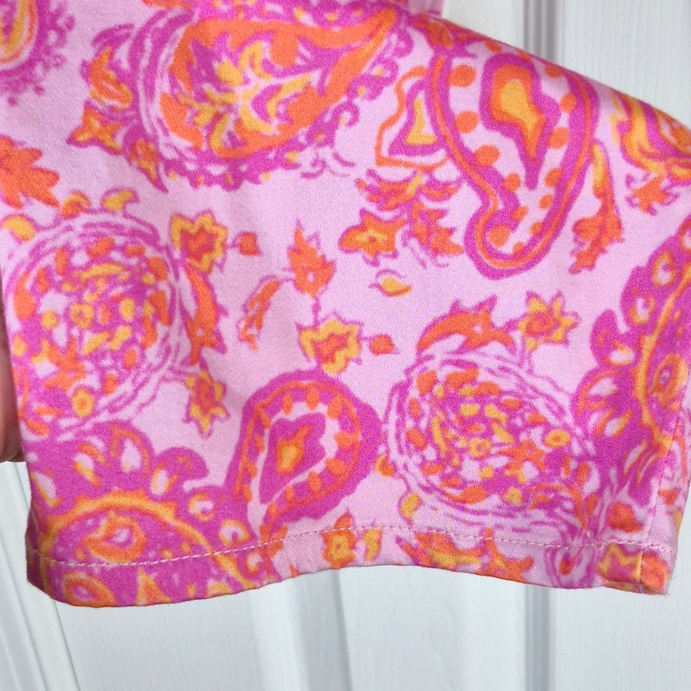 Vintage Y2K Lauren Ralph Lauren pink orange paisley floral straight leg pants 4 - Picture 10 of 11